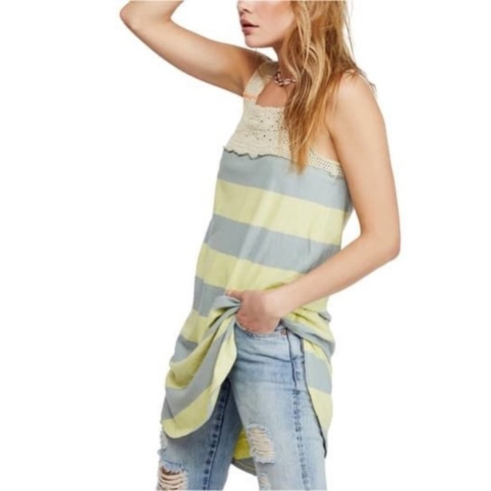 Free People Luca Crochet Stripe Tunic Tank XS NWT - Picture 1 of 15